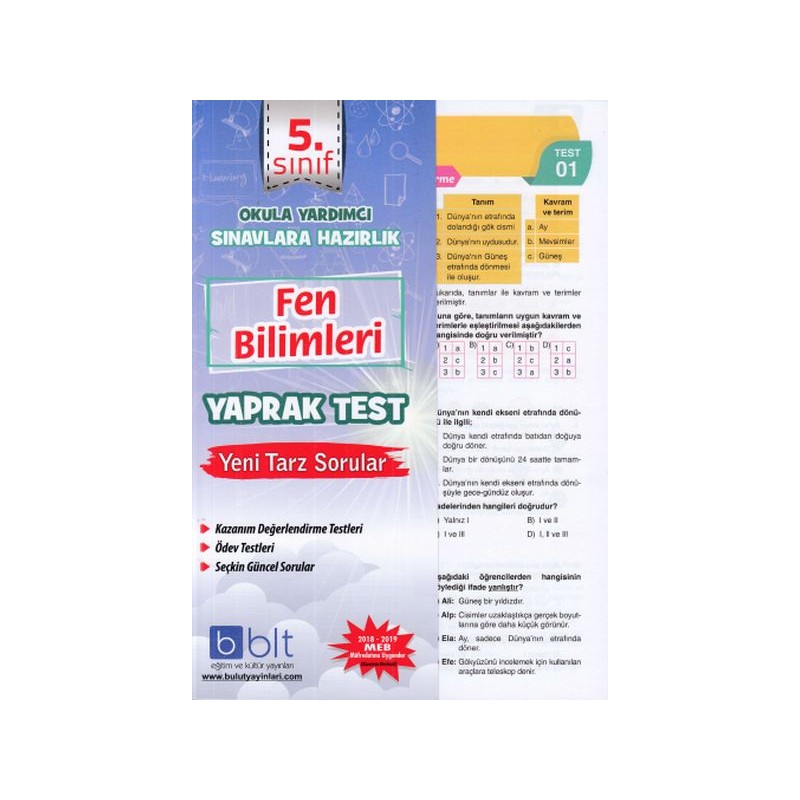 Bulut 5. Sınıf Fen Bilimleri Yaprak Test Yeni