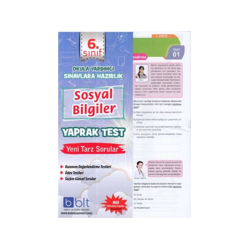 Bulut 6.sınıf Sosyal Yaprak Test Yeni
