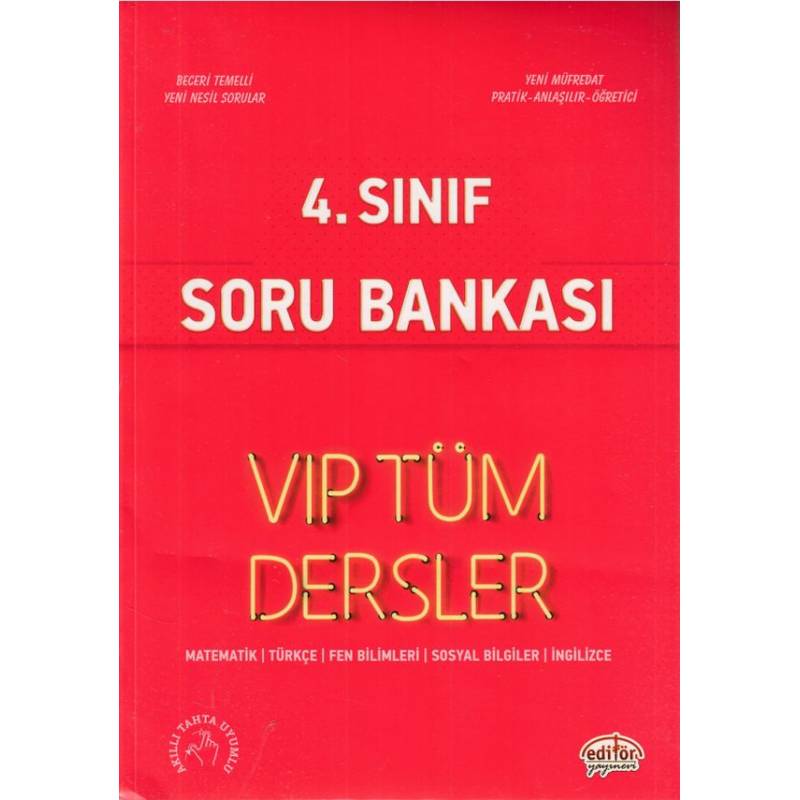Editör 4. Sınıf Vip Tüm Dersler Soru Bankası Kırmızı Kitap Yeni