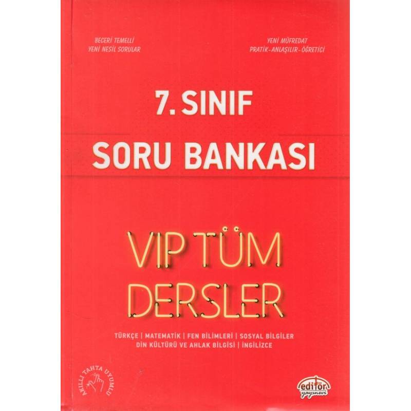 Editör 7. Sınıf Vip Tüm Dersler Soru Bankası Kırmızı Kitap Yeni