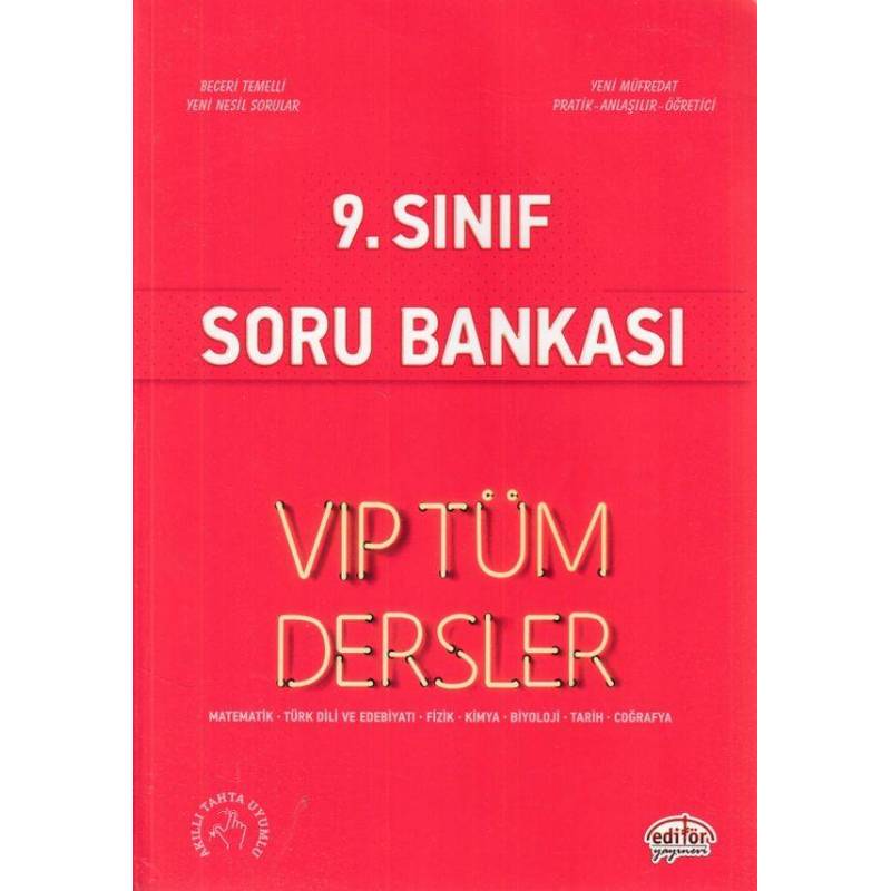 Editör 9. Sınıf Vip Tüm Dersler Soru Bankası Kırmızı Kitap Yeni