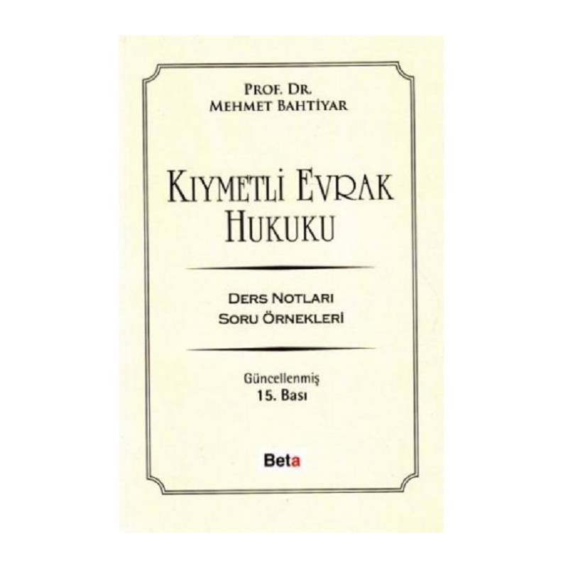 Kıymetli Evrak Hukuku /...