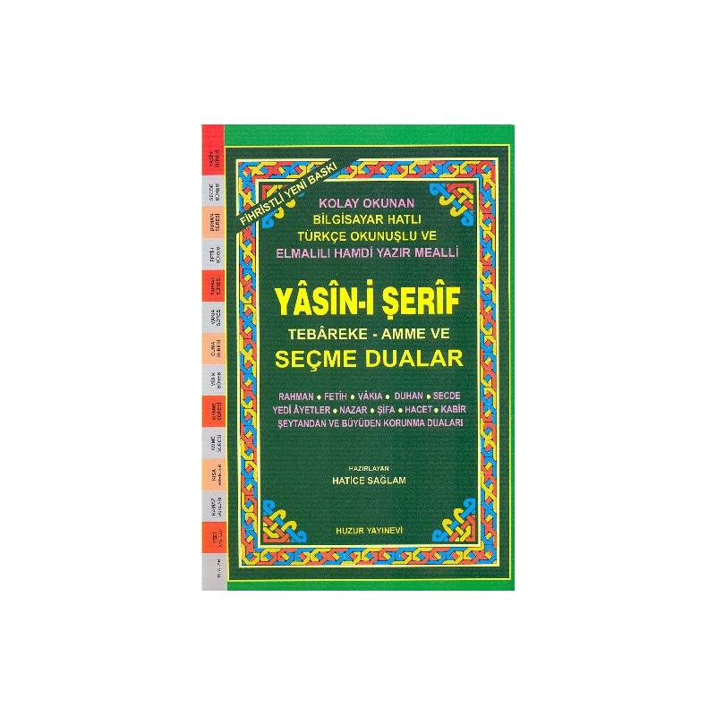 Orta Boy Fihristli Bilgisayar Hattı Kolay Okunan Renkli Yasin I Şerif Ve Seçme Dualar Kod 029