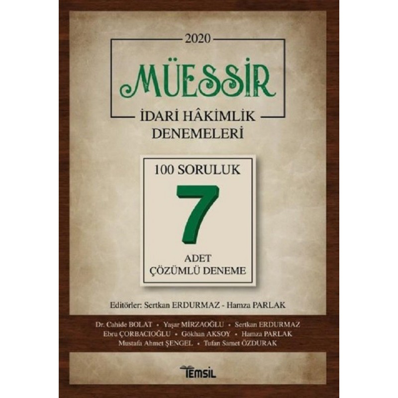 Müessir İdari Hakimlik Denemeleri -100 Soruluk 7 Adet Çözümlü Deneme Müessir İdari Hakimlik Denemeleri -100 Soruluk 7 Adet Çözümlü Deneme