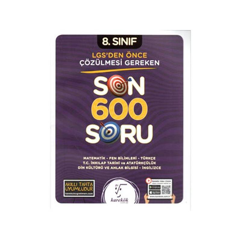 Karekök 8.sınıf Lgs Öncesi Çözülmesi Gereken Son 600 Soru Yeni