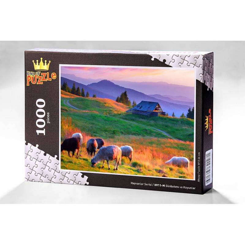 Hayvanlar Serisi Günbatımı Ve Koyunlar 1000 Parça Puzzle Hv11 M