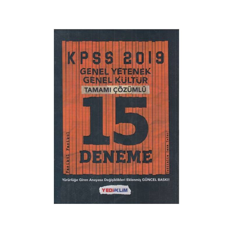 Yediiklim Genel Yetenek Genel Kültür Tamamı Çözümlü 15 Deneme Kpss 2019 Yeni