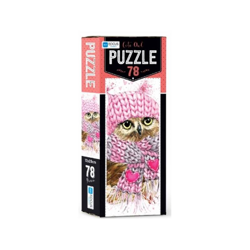 Blue Focus Cute Owl Puzzle 78 Parça